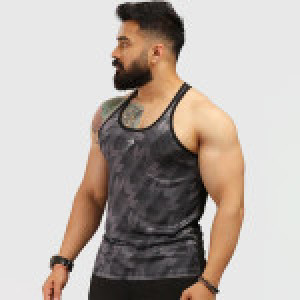 Men Grey Printed Slim-Fit Innerwear Vests