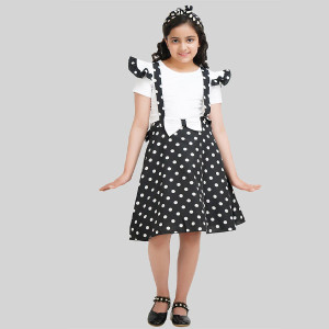 Girls Round Neck Polka Dots Frock