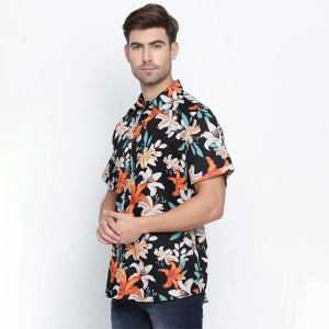 Black Floral Printed Casual Shirt